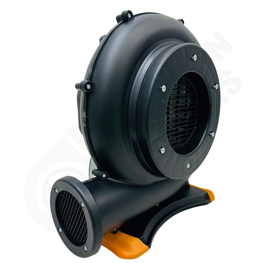 Black and orange industrial blower on a white background