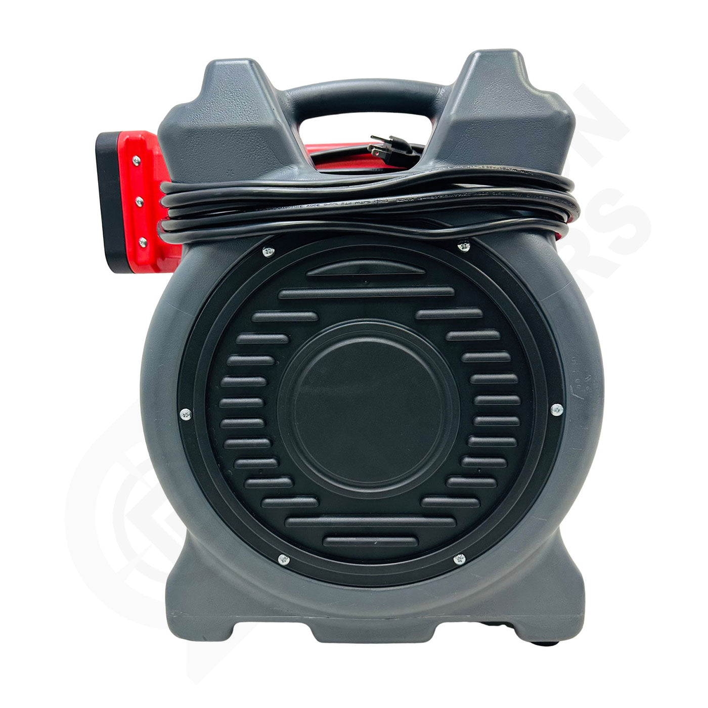 Gray extension cord reel with handle on a white background High Powered Blower for Bounce Houses